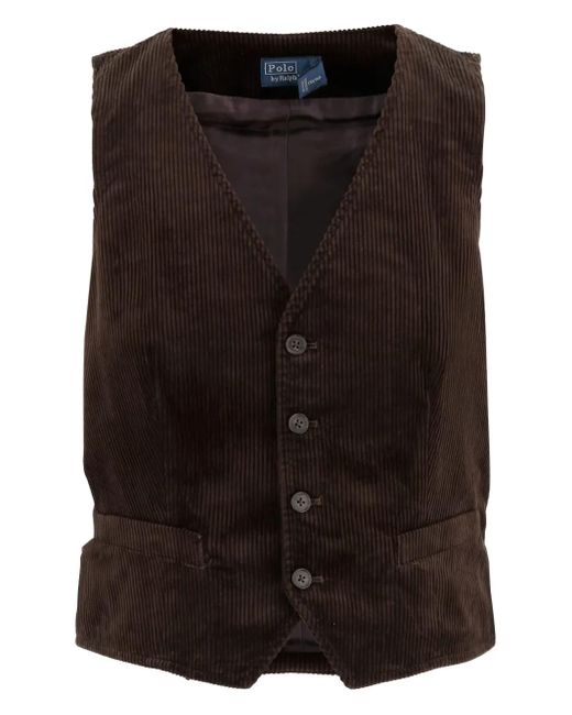 Polo Ralph Lauren Black Buttoned Corduroy Waistcoat