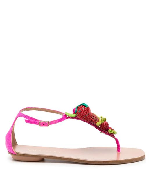 Aquazzura Pink Strawberry Punch Woven-Embellished Sandals