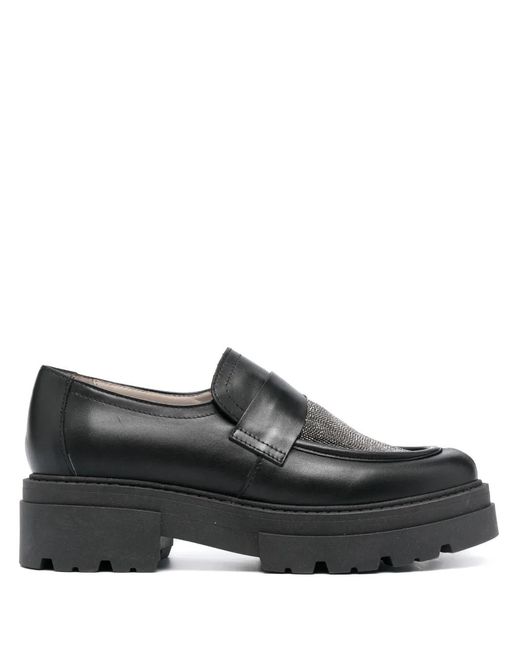 Fabiana Filippi Black Bead-Embellished Slip-On Loafers