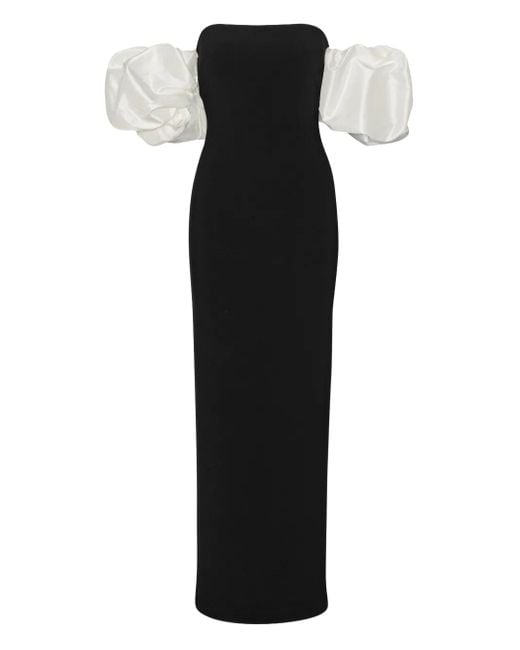 Vestido largo de manga farol ROTATE BIRGER CHRISTENSEN de color Black