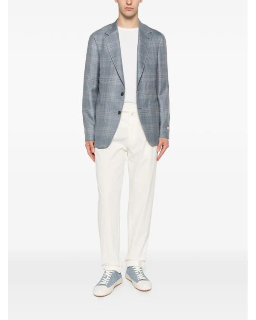 Canali Blue Checked Two-Button Blazer for men