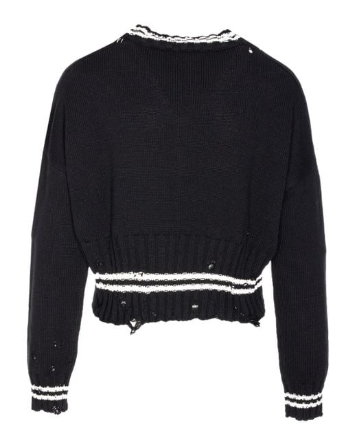 Marni Black Distressed-Effect Jumper