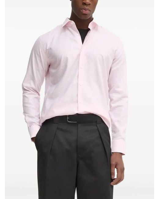 Boss White Gingham-check Shirt for men