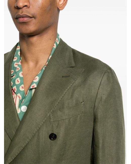 Boglioli Green Double-breasted Linen Suit for men