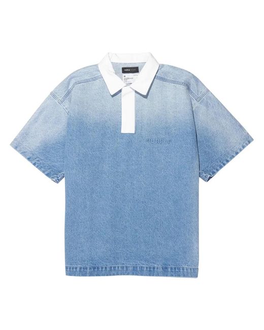 Purple Brand Blue Logo-Embossed Polo Top for men
