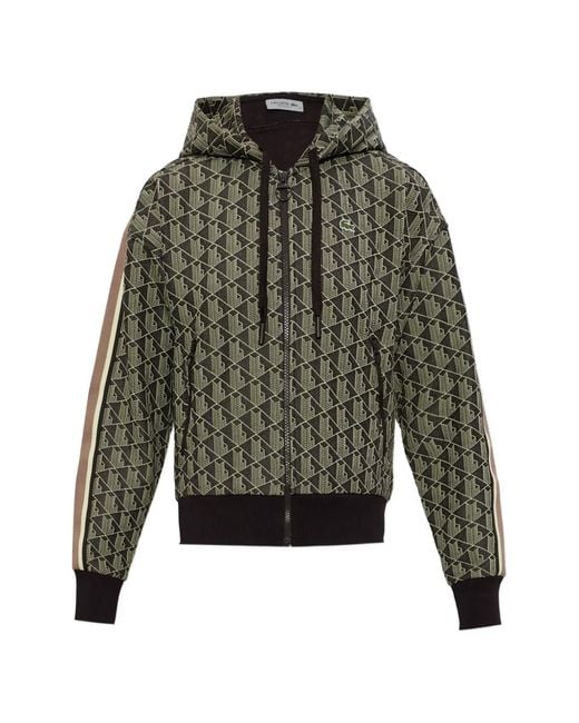 Lacoste Green Monogram-Print Zip-Up Sweatshirt