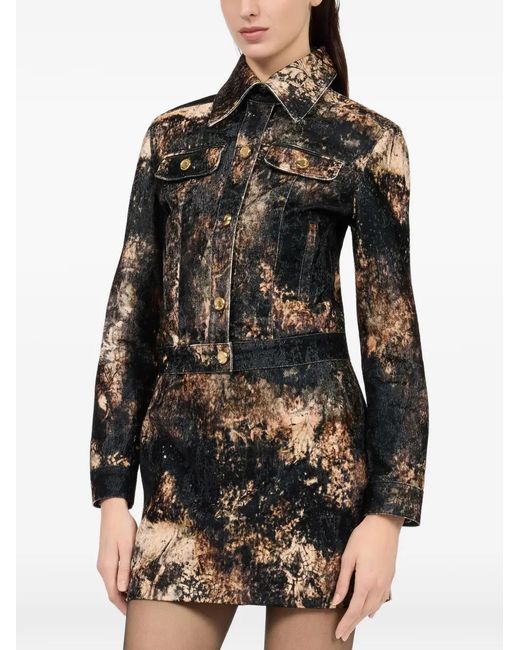 Roberto Cavalli Black Button-Up Denim Jacket