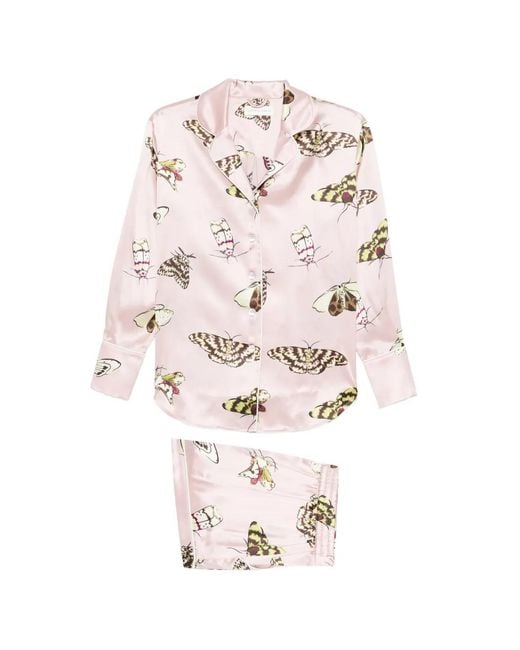 Olivia Von Halle White Alba Elda Butterfly-Print Pajamas