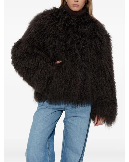 Stand Studio Black Lamb-Fur Jacket