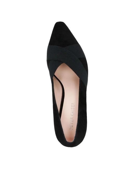 Peter Kaiser Black Elastic Strap Suede Pumps