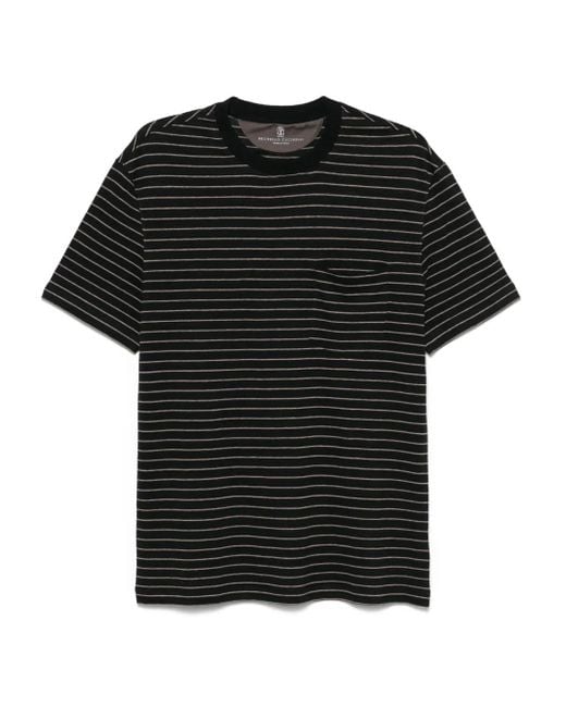 Brunello Cucinelli Gestreiftes T-Shirt in Black für Herren