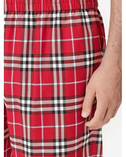 Burberry Red Check Print Bradeston Shorts for men