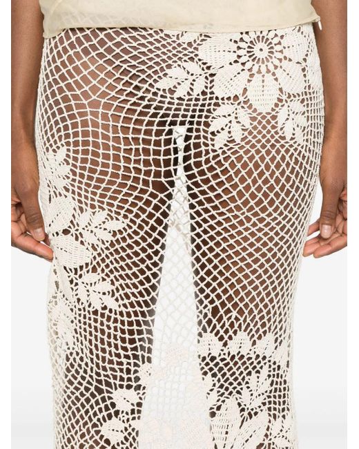 Magda Butrym White Crochet Midi Skirt