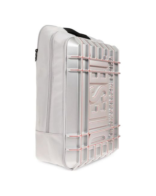 DIESEL Gray Embossed Logo-Plaque Backpack