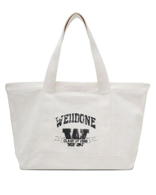Borsa Tote Con Logo di we11done in White