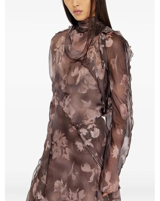DIESEL Brown Asymmetric Midi Dress