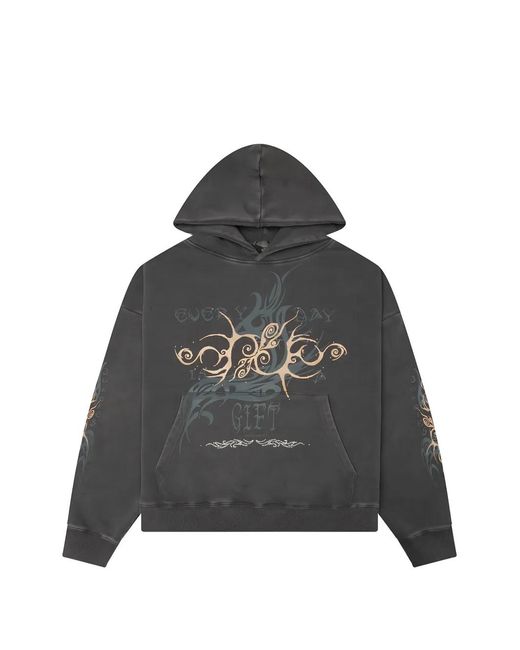JUNGLES Black Print Rhinestone-Embellished Hoodie for men