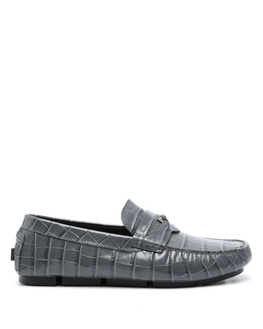 Versace Loafers Met Krokodillen-reliëf in het Gray voor heren