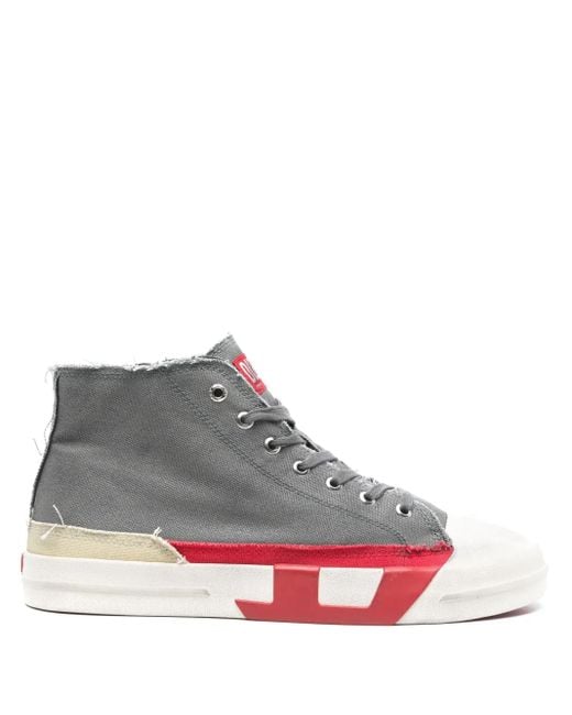 DIESEL S-D-Verse-High Top-Sneakers Aus Canvas Mit Schmutz-Effekt in Gray für Herren