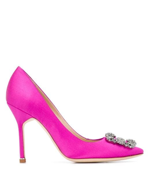 Manolo Blahnik Pink Hangisi 105Mm Silk Pumps