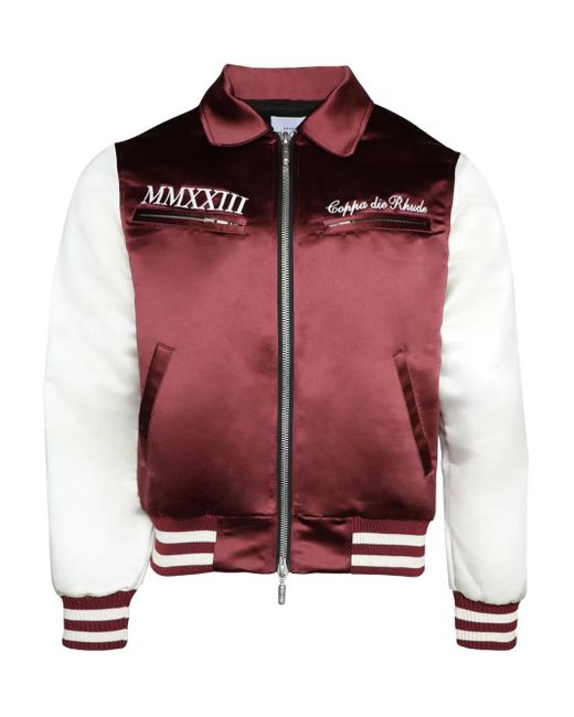 Veste Bomber En Satin À Fermeture Zippée Sur Le Devant Rhude pour homme en coloris Red