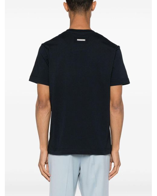 Missoni Blue Zigzag Cotton T-shirt for men