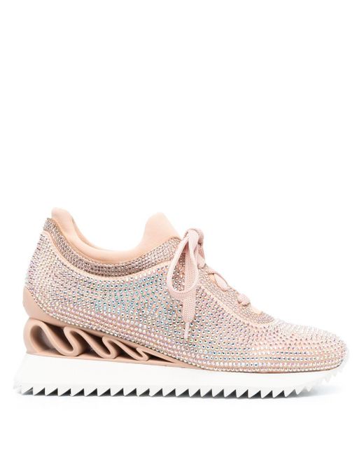Le Silla Reiko Wave Crystal-embellished Sneakers in Pink | Lyst Canada