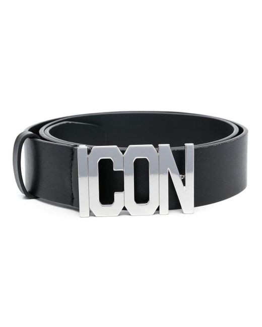 DSquared² Icon Leather Belt in het Black voor heren
