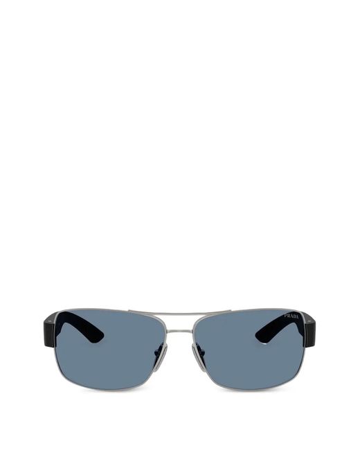 Prada Linea Rossa Blue Rectangle-Frame Sunglasses for men