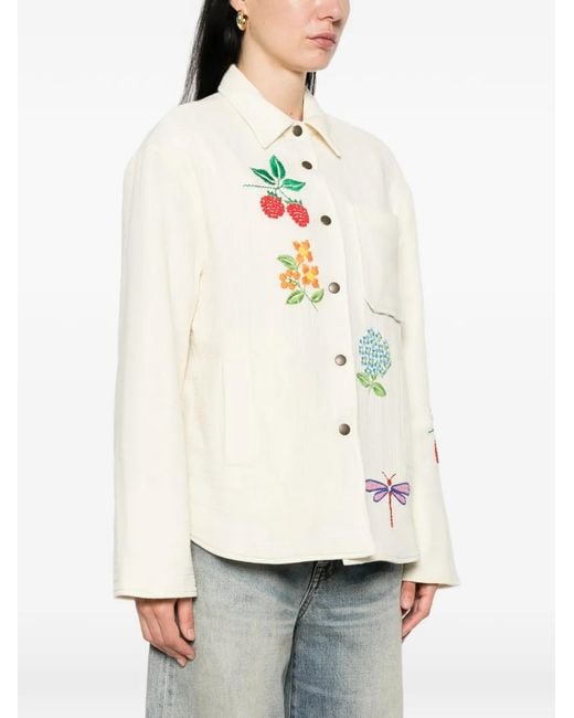 SUSANNA BLU White Crisantemo Button Jacket
