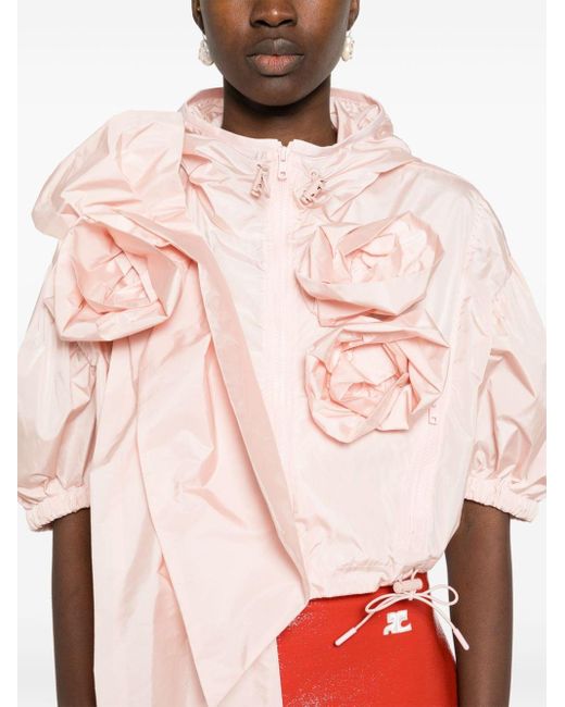 Simone Rocha Pink Floral-Appliqué Cropped Jacket