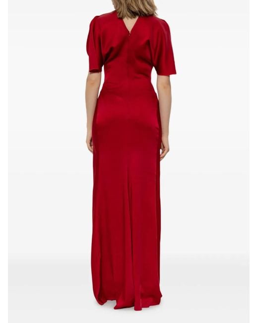 Victoria Beckham Draped-detail Maxi Dress Red