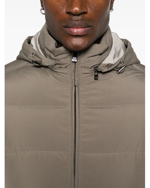 Corneliani Brown Hooded Puffer Jacket for men