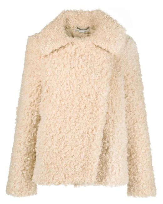 Stella McCartney Natural Teddy Fur-Design Oversized Coat
