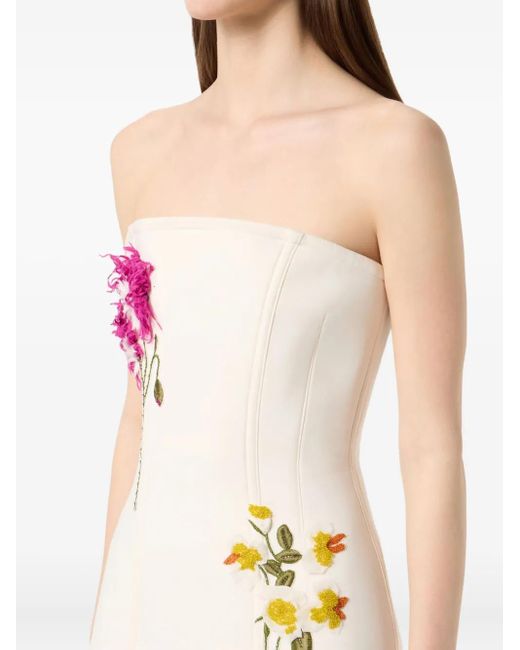 Blumarine White Drapiertes Midikleid Mit Verzierungen