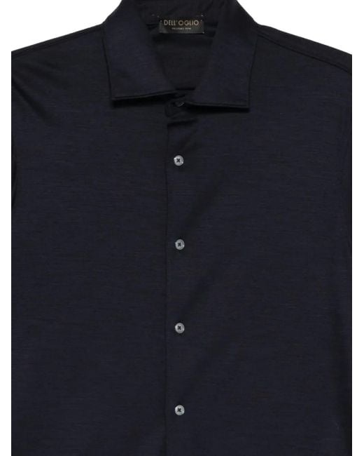 Dell'Oglio Blue Chemise À Boutonnière Sur Le Devant for men