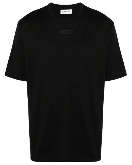 Lanvin Black Logo-appliquè Cotton T-shirt for men
