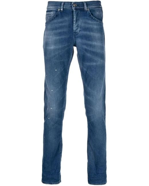 Dondup Blue Whiskering-Effect Denim Jeans for men