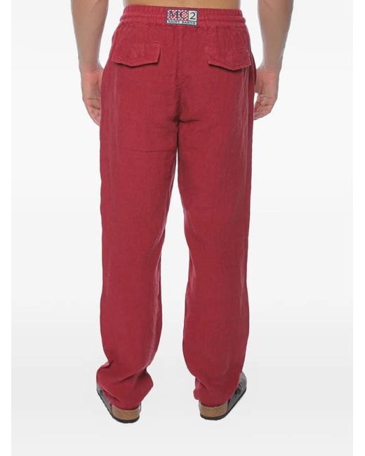 Mc2 Saint Barth Red Calais Drawstring-Waist Trousers for men