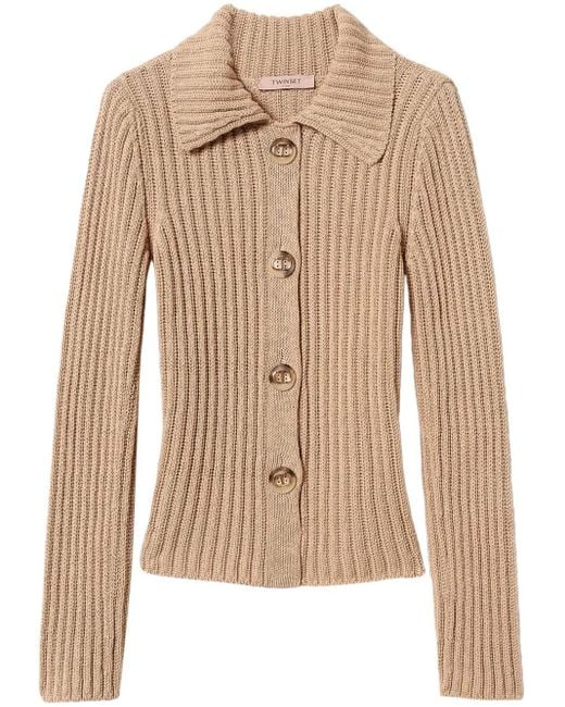 Twinset Natural Oval T Buttons Cardigan