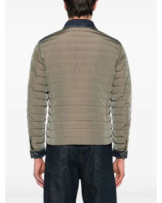 Moorer Gray Denim-Trim Quilted Jacket for men