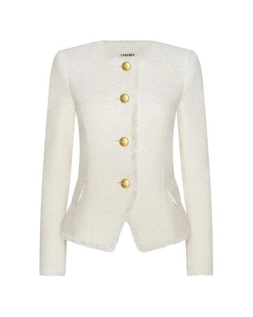 L'Agence White Nerina Tweed Jacket