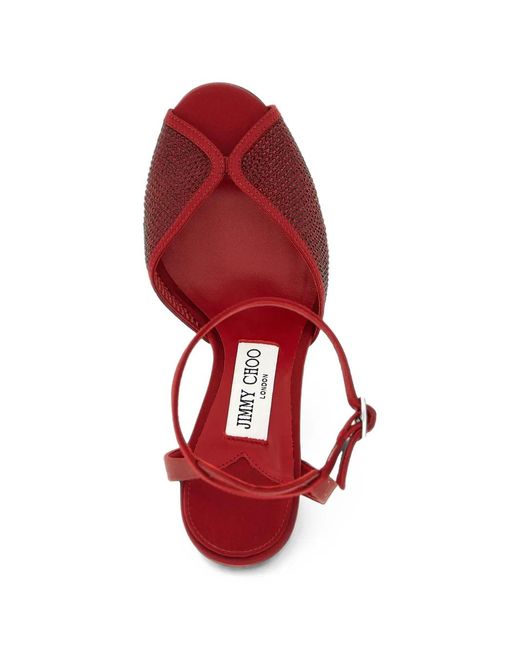 Jimmy Choo Red Sacora Heeled Sandals