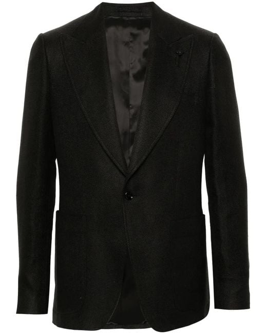 Lardini Black Single-Breasted Linen Blazer for men