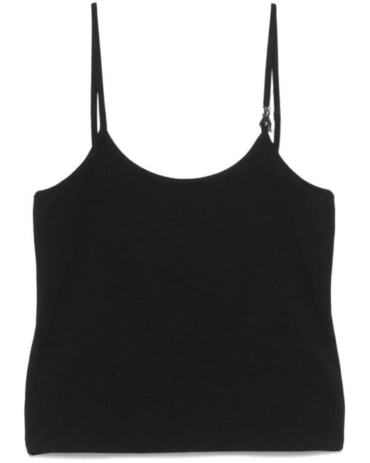 Patrizia Pepe Black Logo-Plaque Tank Top