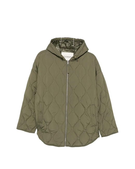 Closed Green Quilted Hooded Jacket