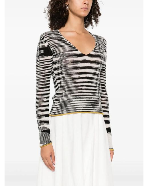 Missoni Black Striped-Pattern V-Neck Sweater