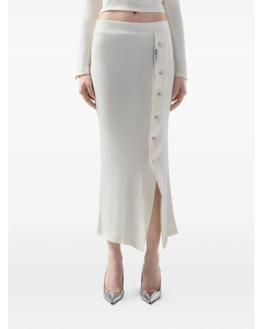 Gcds White Button Ribbed Skirt