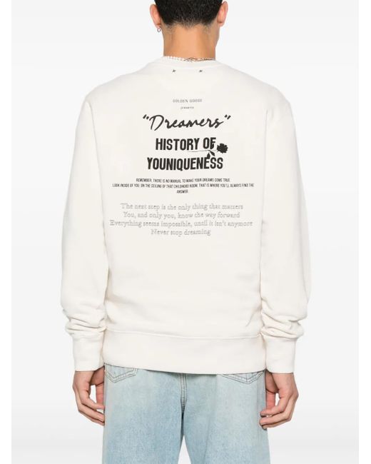 Golden Goose Deluxe Brand Regular Fit Cotton Sweatshirt With Graphic Detail in White für Herren