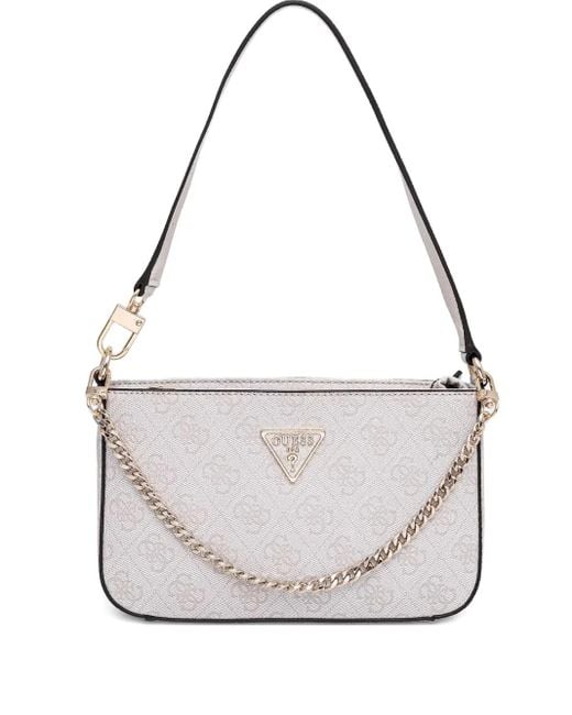 Guess White Noelle Logo-Print Shoulder Bag
